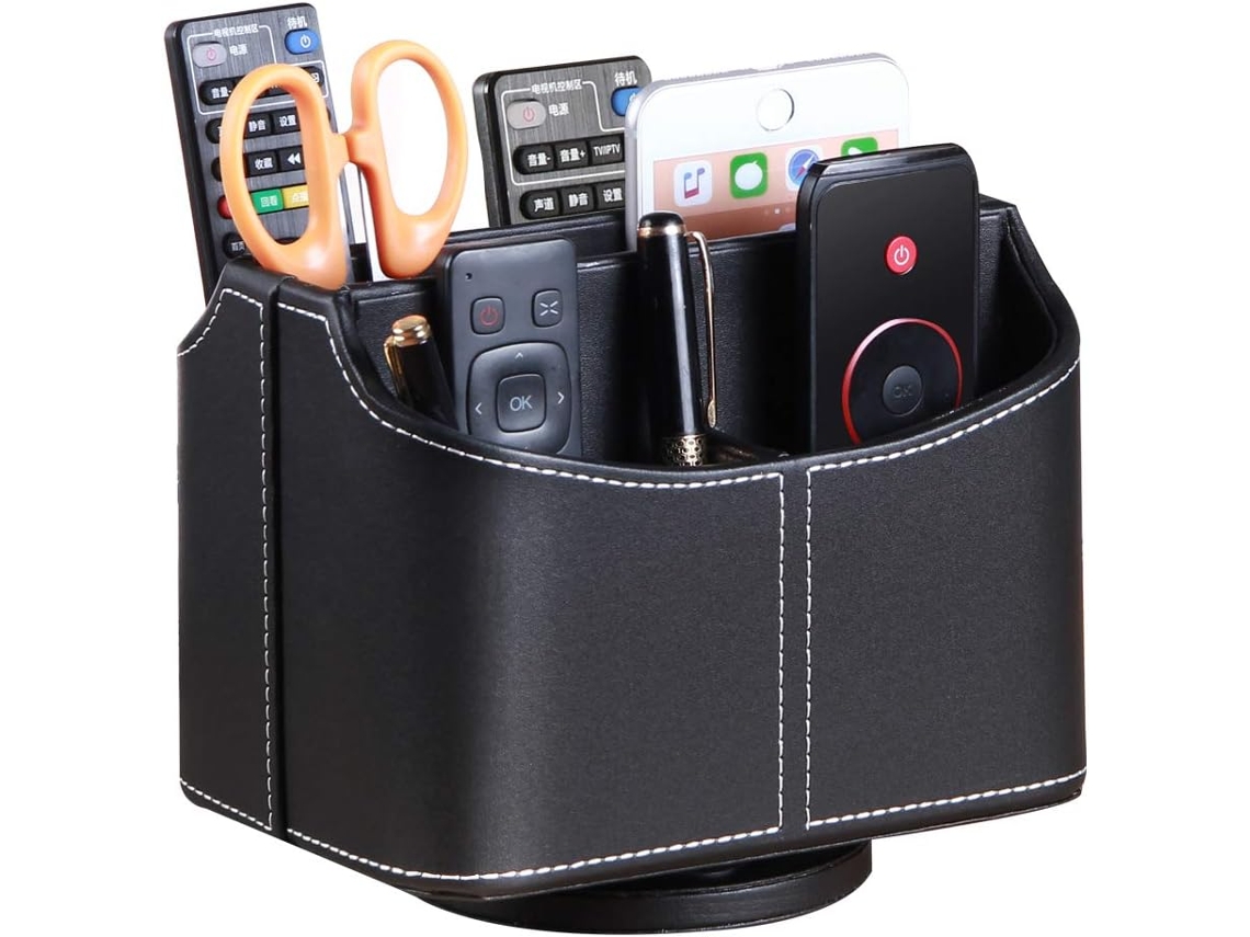 Suporte Giratório para Controle Remoto, Organizador de Mídia com 5 Compartimentos BRILVIBERA