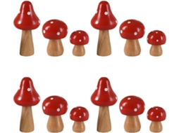 Kichouse 12 Miniaturas de Cogumelos de Madeira: Estátuas Minúsculas de Cogumelos Plantas Artificiais em Miniatura CHABERLU