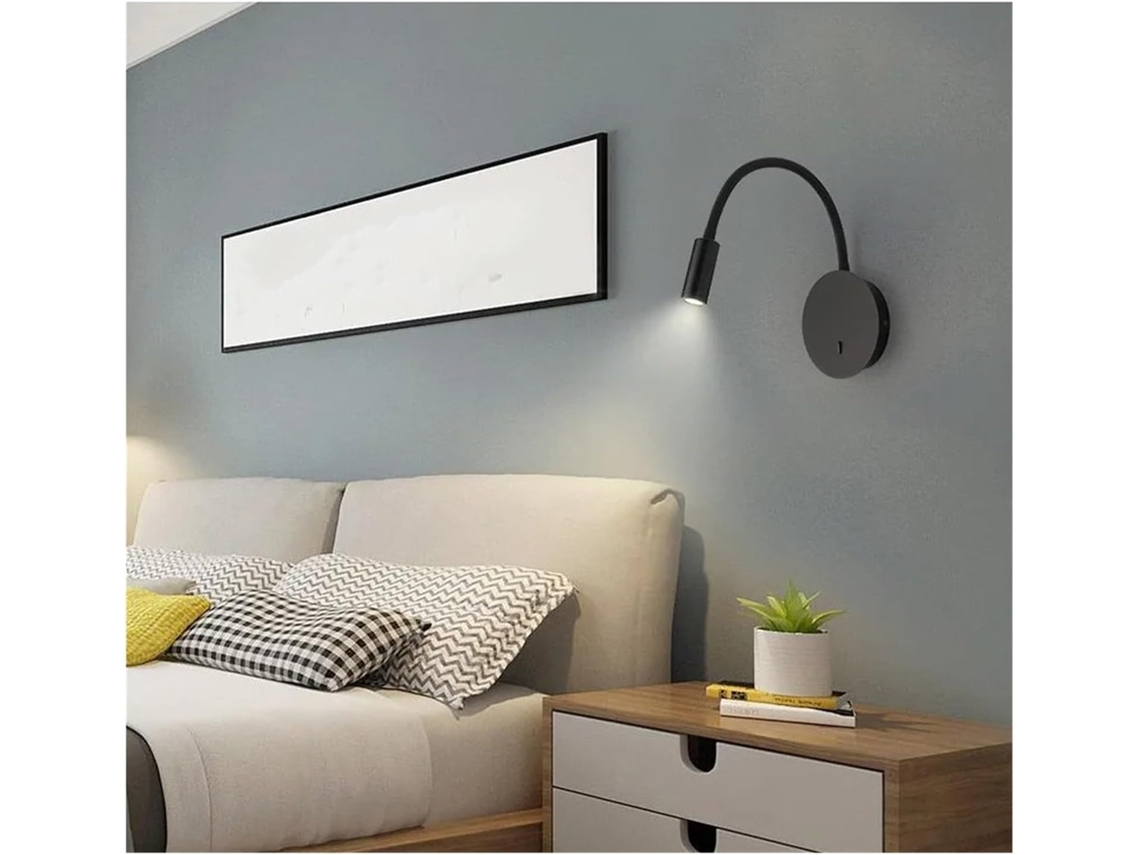 Luminária De Parede Led Moderna Para Cabeceira, Ideal Para Leitura Em Casa, Com Interruptor De Parede, Nas Cores Preto E