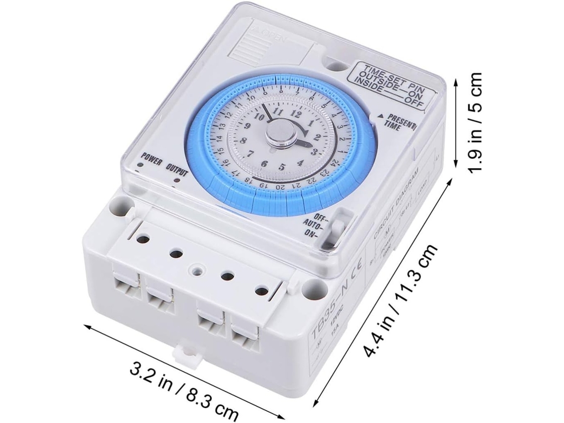 Timer Mecânico, 12v Ca/cc, Portátil, Branco, 11x8,4x4 Cm
