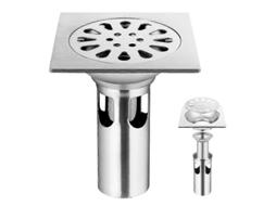 2 Drenos de Piso de Acero Inoxidable 304 Con Espesor de 2mm 9.8x9.8x11cm para Baño, Cocina, Balcón Exterior