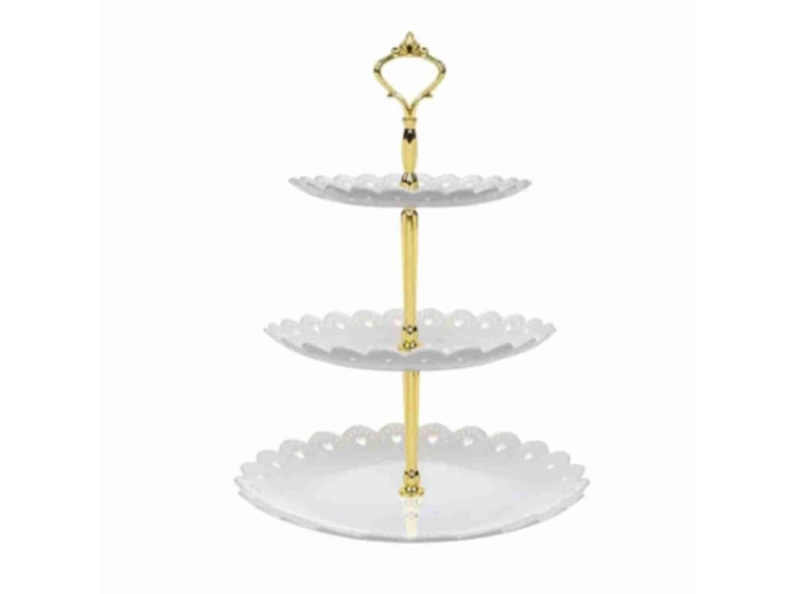 Suporte Para Bandeja De Sobremesas 3 Camadas Em Plástico Branco