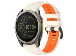 Bracelete Para Garmin (26mm) - Silicone - Fivela De Aço - Liberação Rápida - Duas Cores Starlight + Laranja