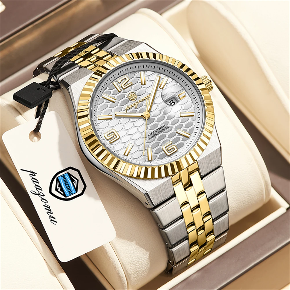 (dourado E Branco) Relógio De Luxo De Alta Qualidade, À Prova D'água, Com Calendário E Indicador De Dia Da Semana.