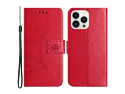 Capa Para Iphone 15 Pro Pele Sintética Vermelho