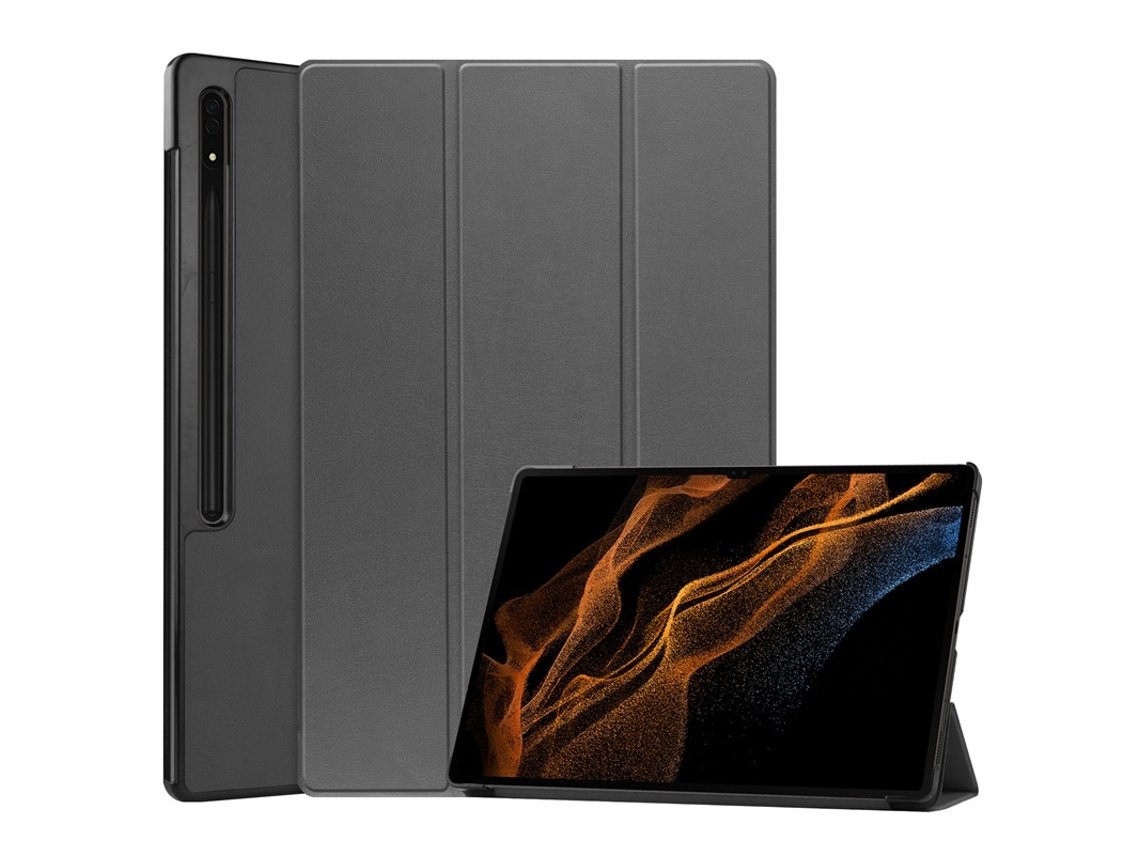 Capa Protetora Dobrável Tripla Na Cor Sólida Cinza Da Sziqiqi Para Samsung Galaxy Tab S9 Ultra X910/x916b/x918u Tuotuo