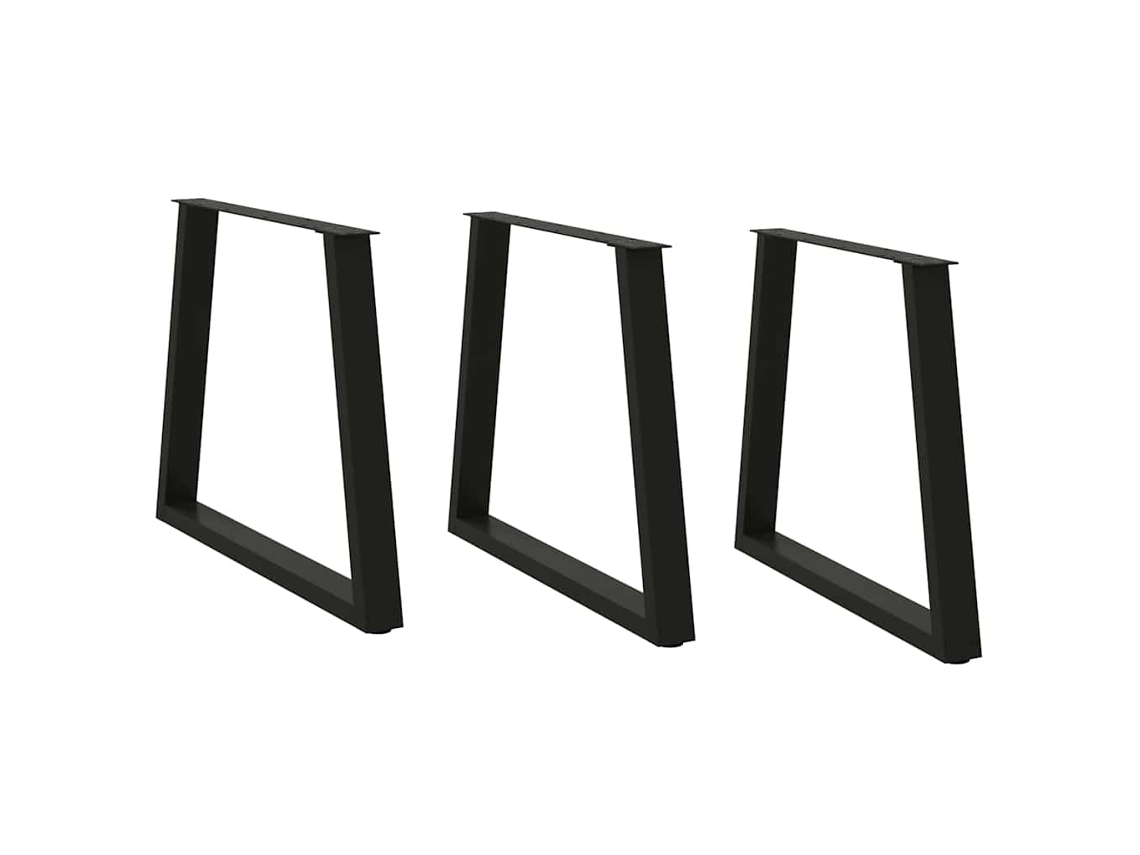 Vidaxl Pernas Para Mesa De Jantar Em V 3 Peças, Preto, 70x(72-73,3) Cm, Aço