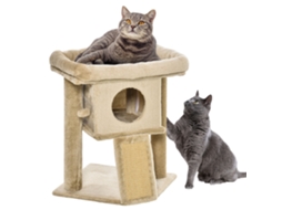 Árvore de Pelúcia Multi nível para Arranhar Gatos com Casainha e Cama, Raspador de Juta e Bola, Marrom Ge