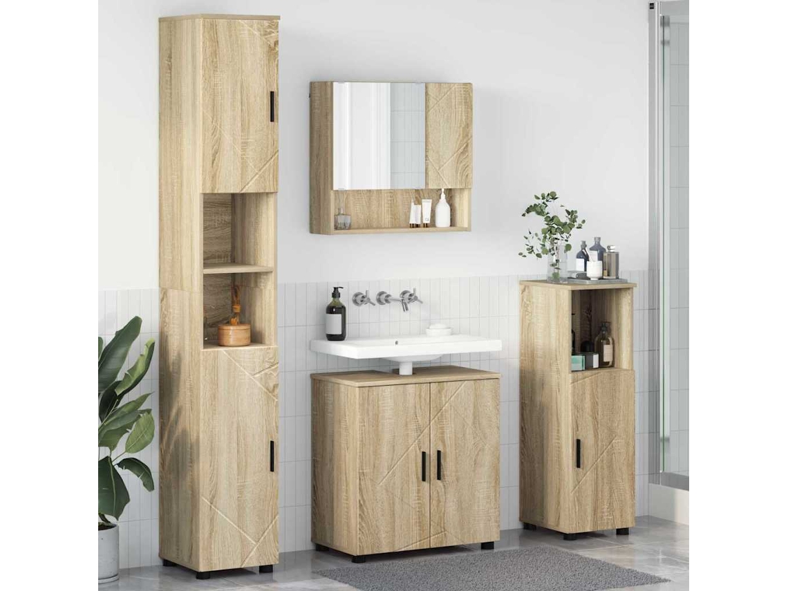 Vidaxl Conjunto De Móveis Para Banheiro 4 Unid. Carvalho Sonoma