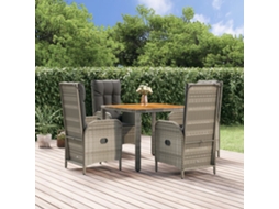 Conjunto 5 Peças Jantar P/ Jardim C/ Almofadões Vime Pe Cinza Dkd Home Decor