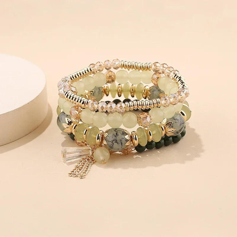 Conjunto De Pulseiras De Contas Empilháveis Estilo Simi