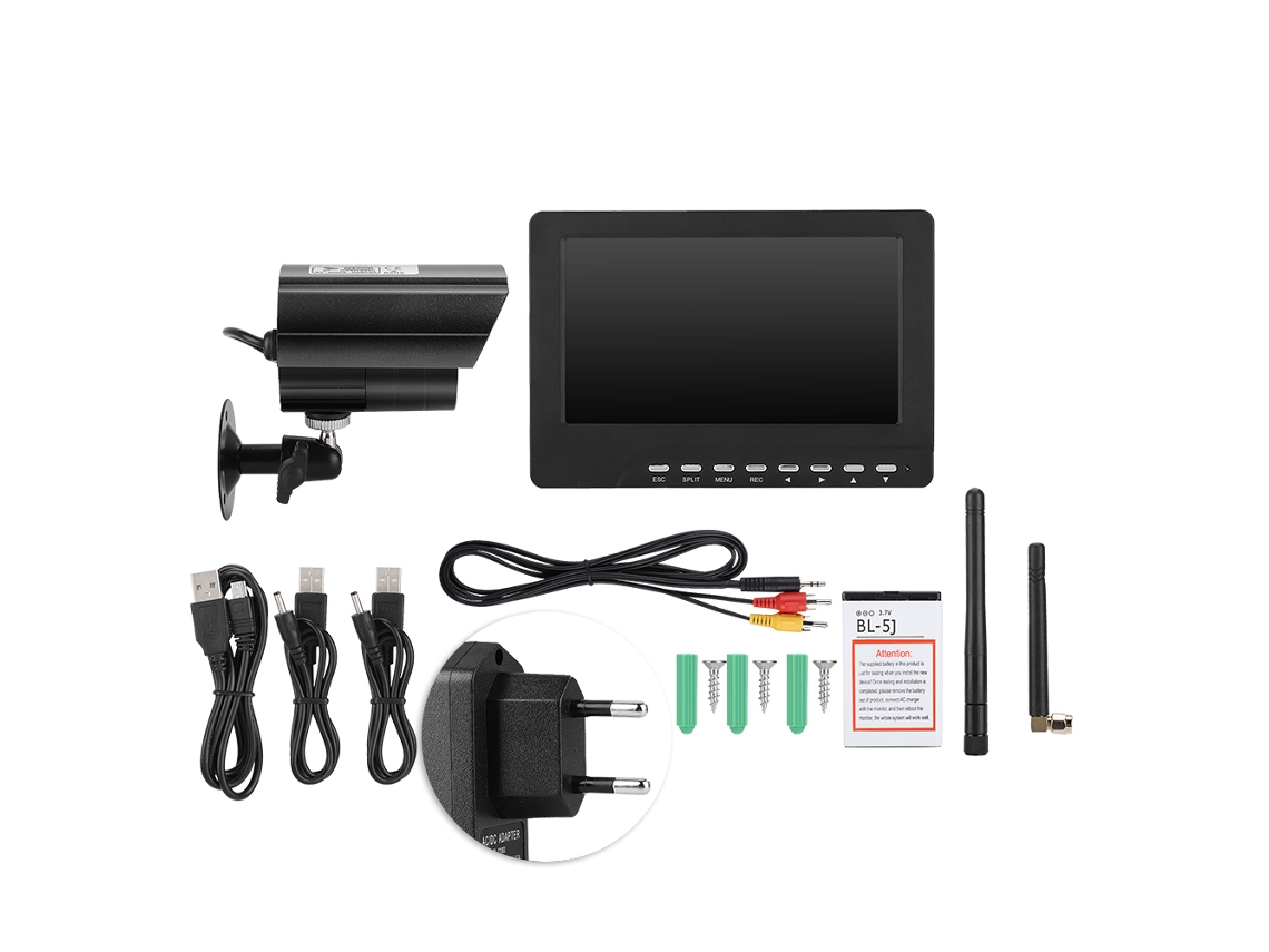 Kit De Câmera De Vigilância Sem Fio (tela Hd De 7 Polegadas, Visão Noturna)