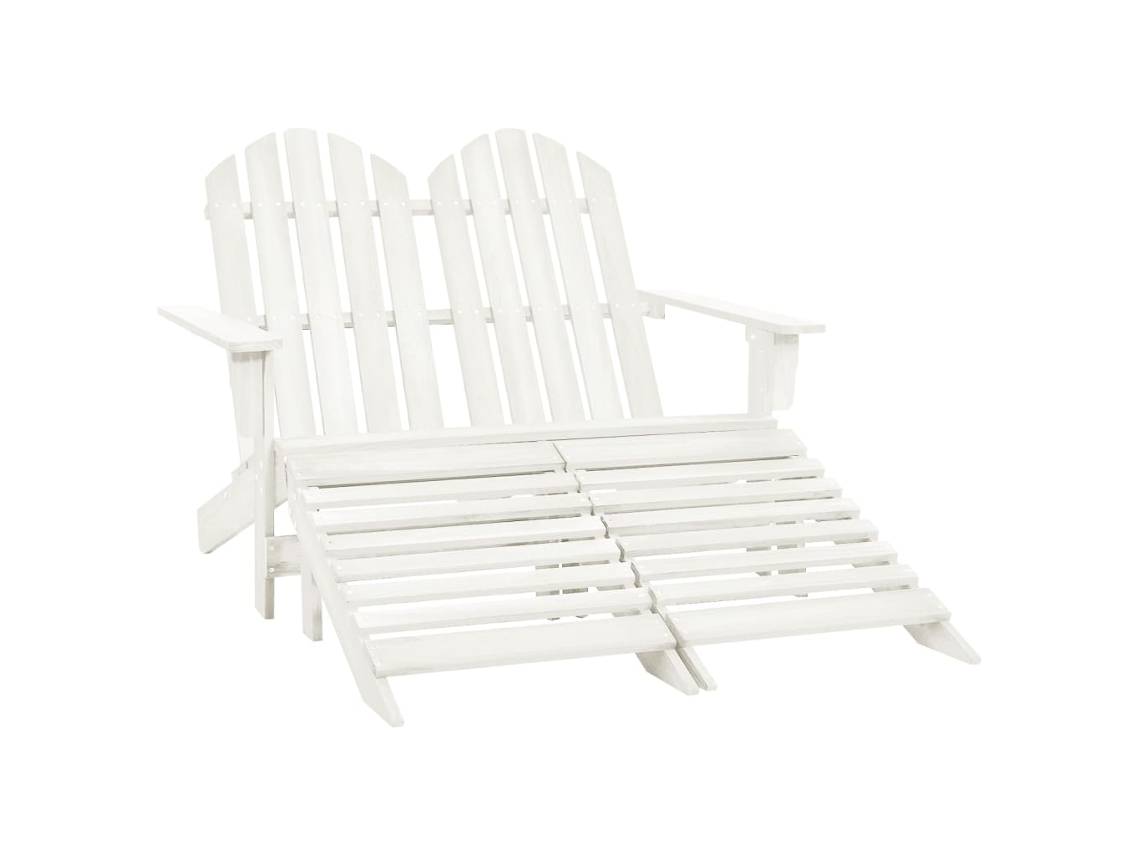 Cadeira De Jardim Otomano Adirondack 2 Lugares Abeto Branco Dkd Home Decor