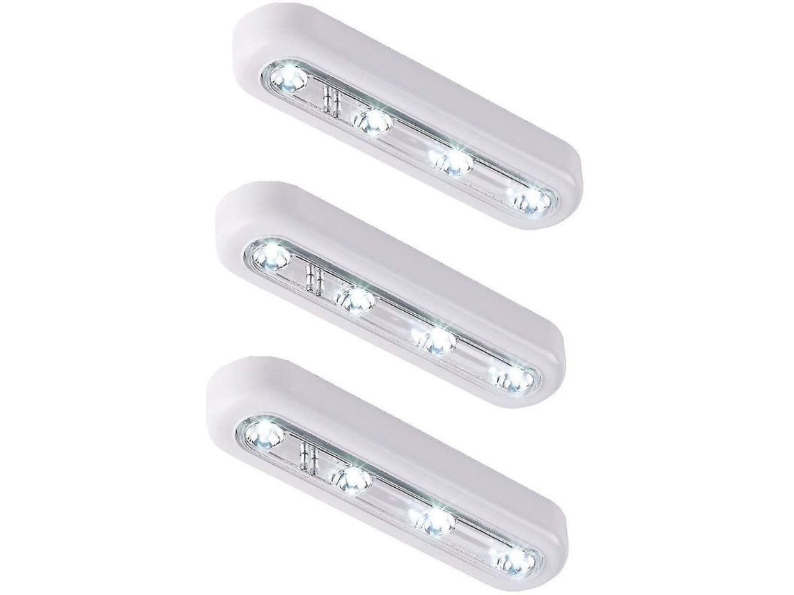 Conjunto De 3 Luzes Led Com Toque Auto-adesivas Super Brilhantes, Operadas Por Baterias, Ajustáveis 45°