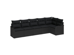 Conjunto 6 Conjunto De Sofá De Jardim Vidaxl Preto Vime Pe (55 X 55 X 37 Cm)