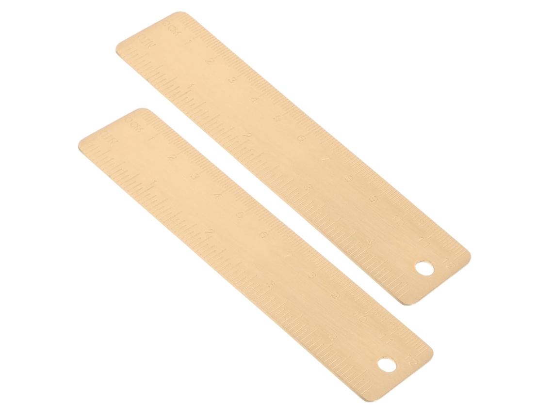 Régua Hemoton De 12cm Em Latão Dourado, Conjunto De 2 Peças, Com Escala Dupla E Marcações Nítidas Ferramenta Prática