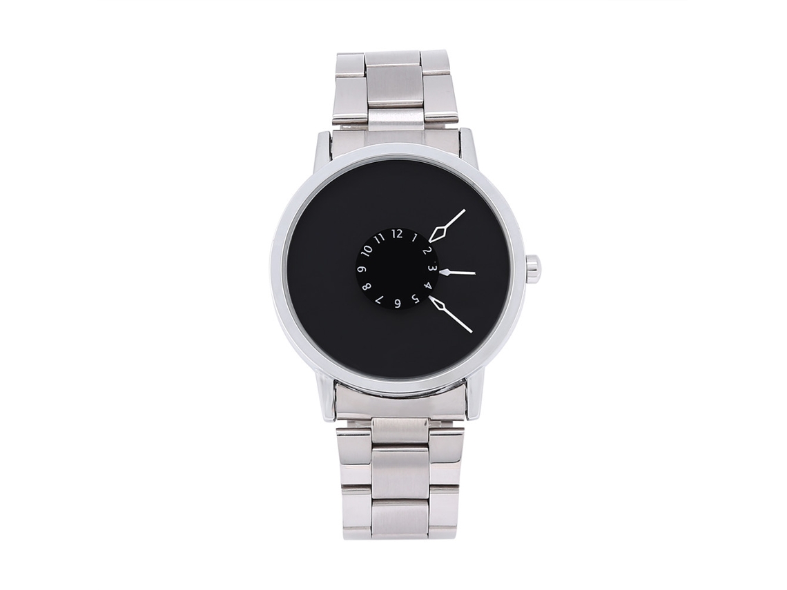 Reloj De Pulsera Para Hombres De Cuarzo Analógico Con Correa De Acero Inoxidable, Dial Negro
