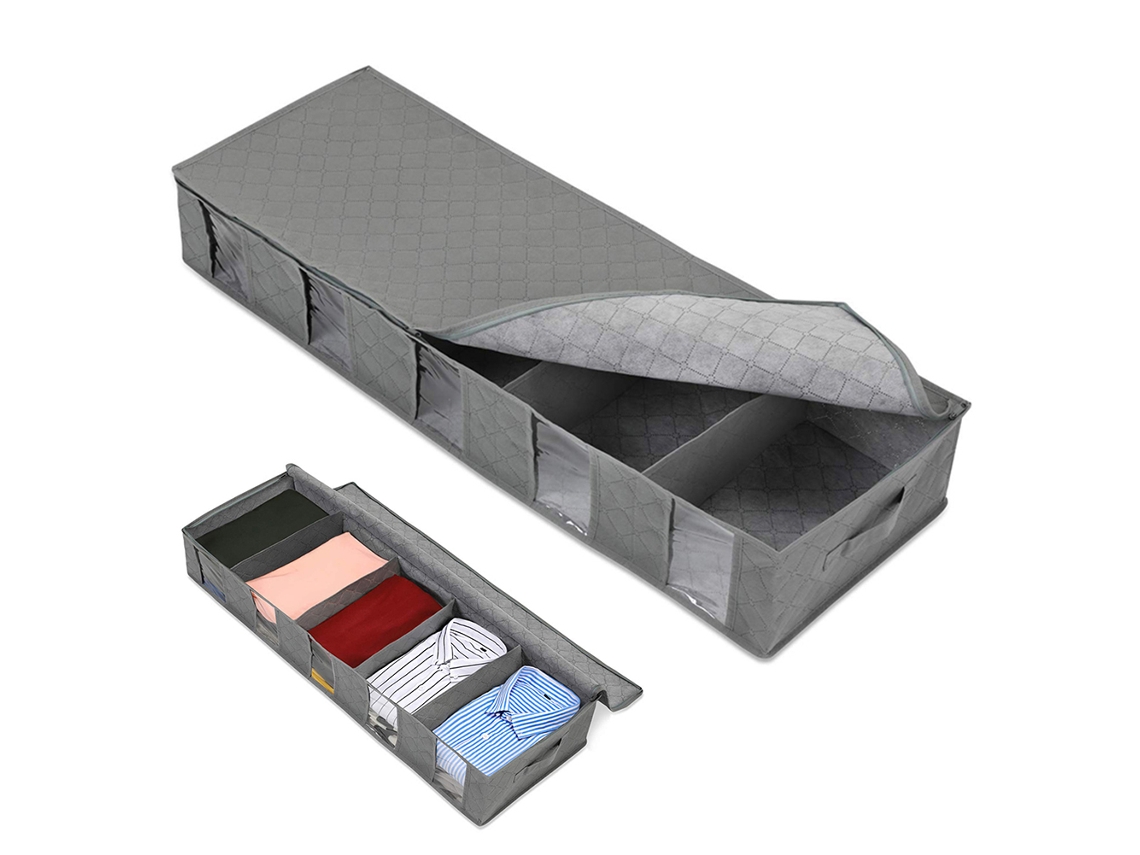 Caixa De Armazenamento Cinza Em Tnt Para Baixo Da Cama, Bolsa Dobrável À Prova De Poeira E Umidade Para Guardar Roupas E Edredons