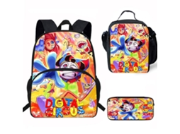 Conjunto De Três Peças De Mochila Infantil Com Motivos De Circo: Mochila Escolar Com Alças, Lancheira Térmica E Estojo, Padrão 10