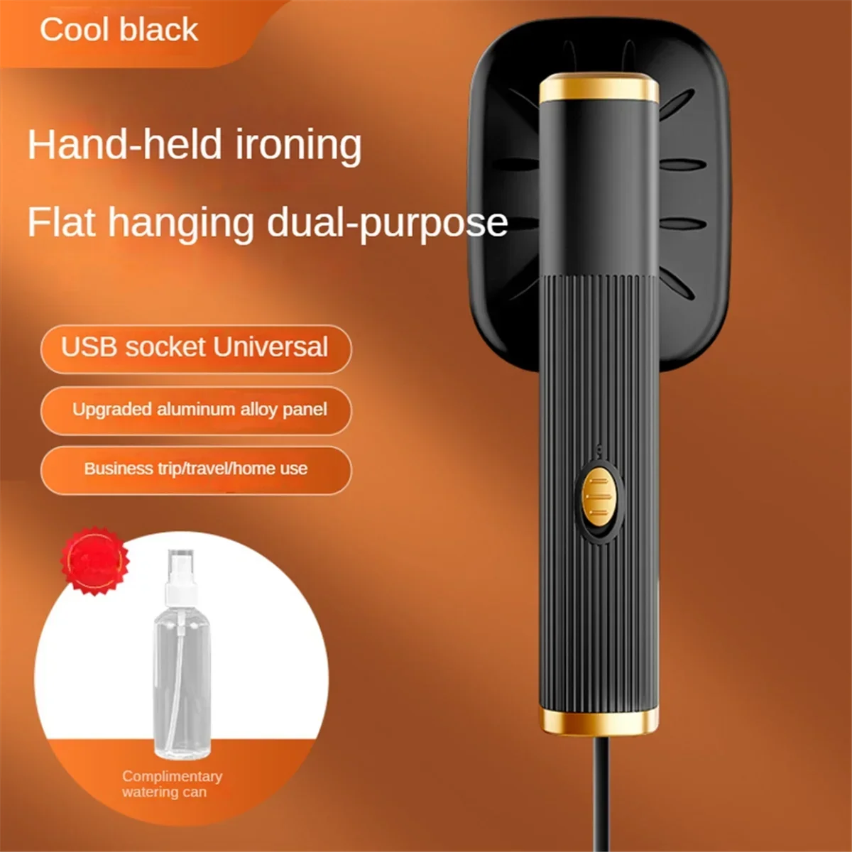 Ferro A Vapor Portátil Multifuncional (preto) Para Uso Doméstico, Passar A Ferro 360°, Usb