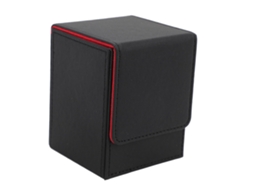 Caixa Magnética para Cartas de Jogo de Couro Pu para 100 Cartas, Preto e Vermelho S/MARCA