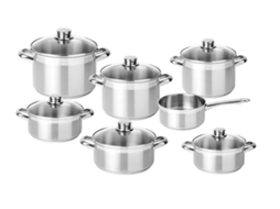 Trem de Cozinha SILAMPOS Alegro Glass 7 Peças Aço inoxidavel 18/10