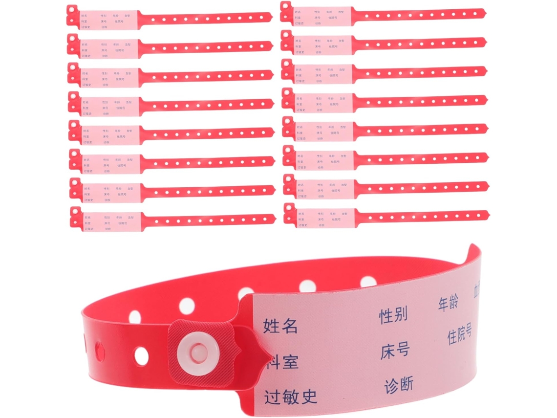 Pulseiras de identificação de pacientes para hospitais, pacote com 100 unidades, seguras e organizadas.