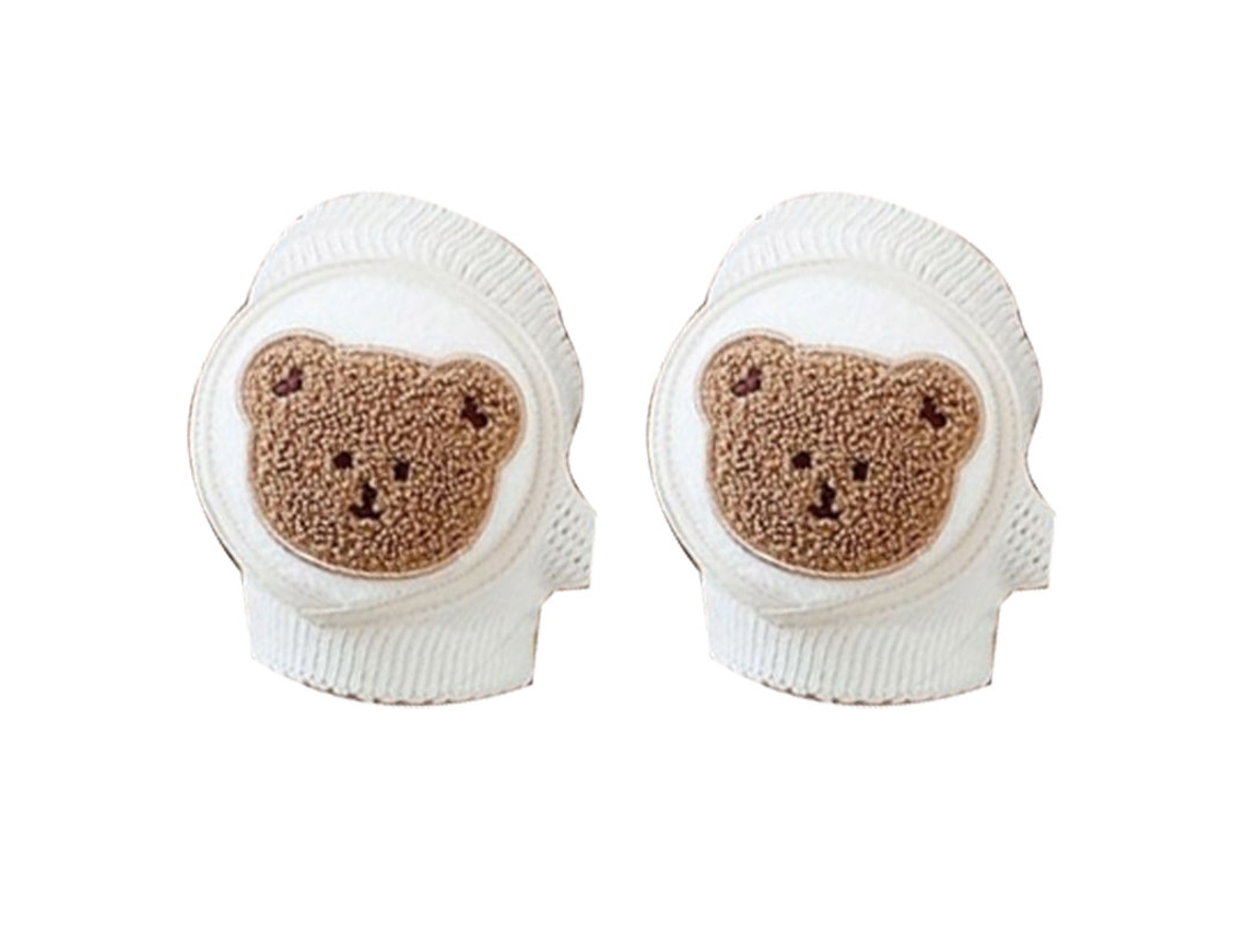 Rodilleras Para Bebé De Algodón Puro Suaves Y Cómodas Antideslizantes Con Diseño De Oso Fluffy Para Gatear