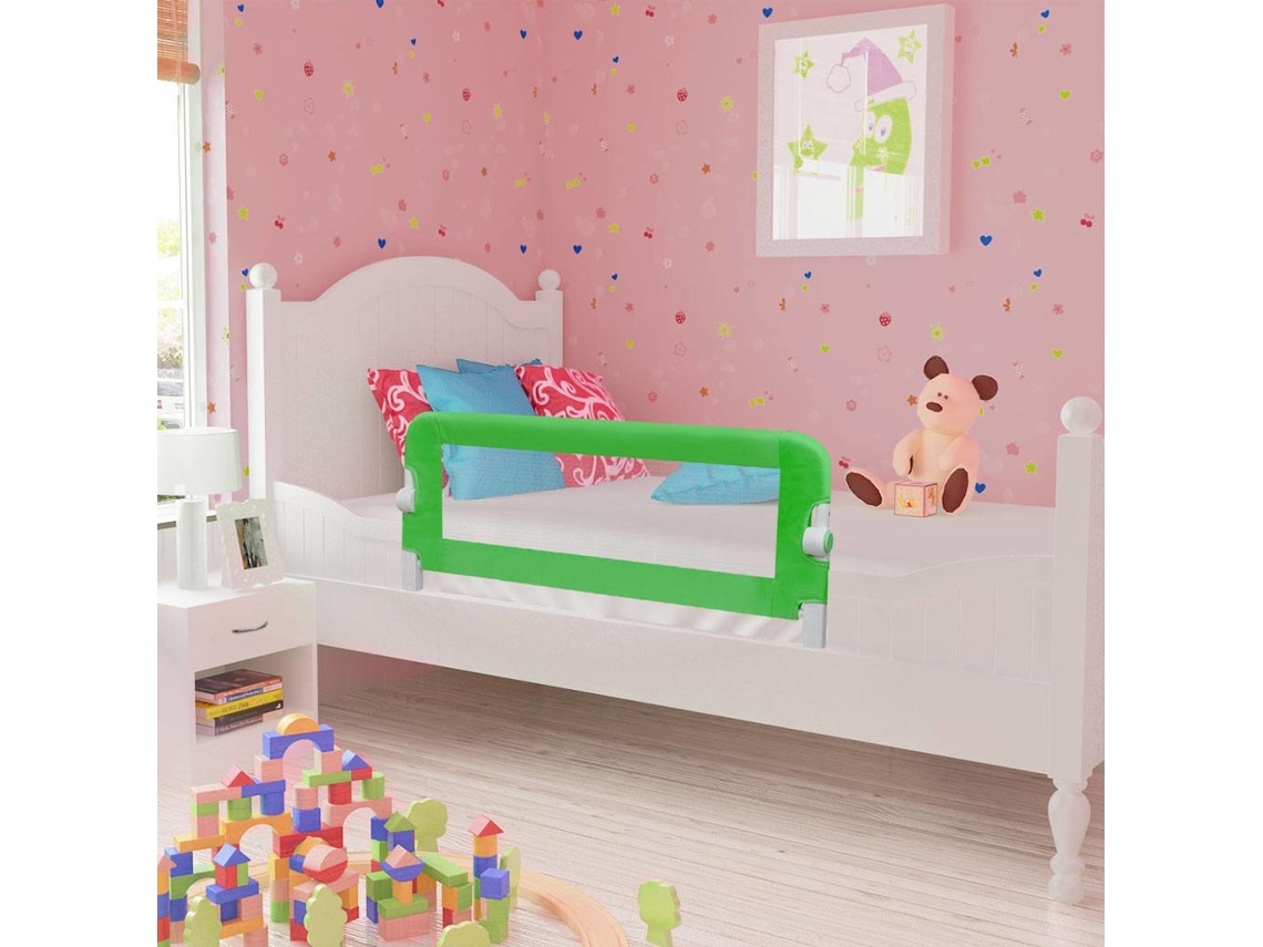 Vidaxl Barra De Segurança Para Cama De Criança 2 Pcs 102x42 Cm Verde