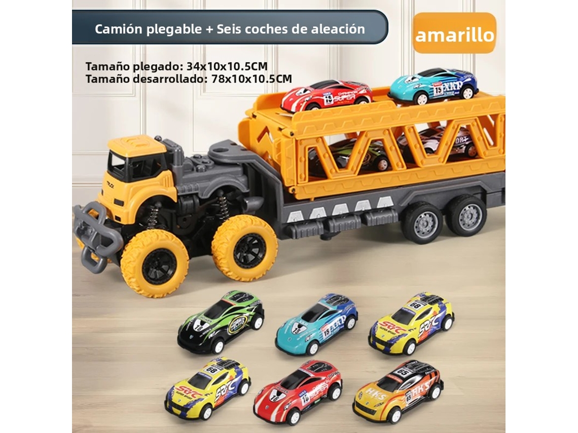 Caminhão de Brinquedo Grande com Contêiner, Dobrável e Transformável MDUG (amarelo)
