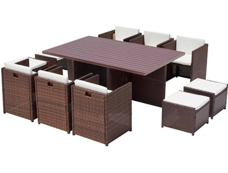 Conjunto de Jantar Exterior CONCEPT U Sunset (Castanho e Branco - Alumínio - 180x115x74 cm)