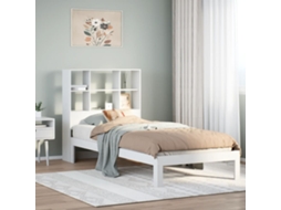 Cama Com Estante Sem Colchão 90x200 Cm Pinho Maciço Branco