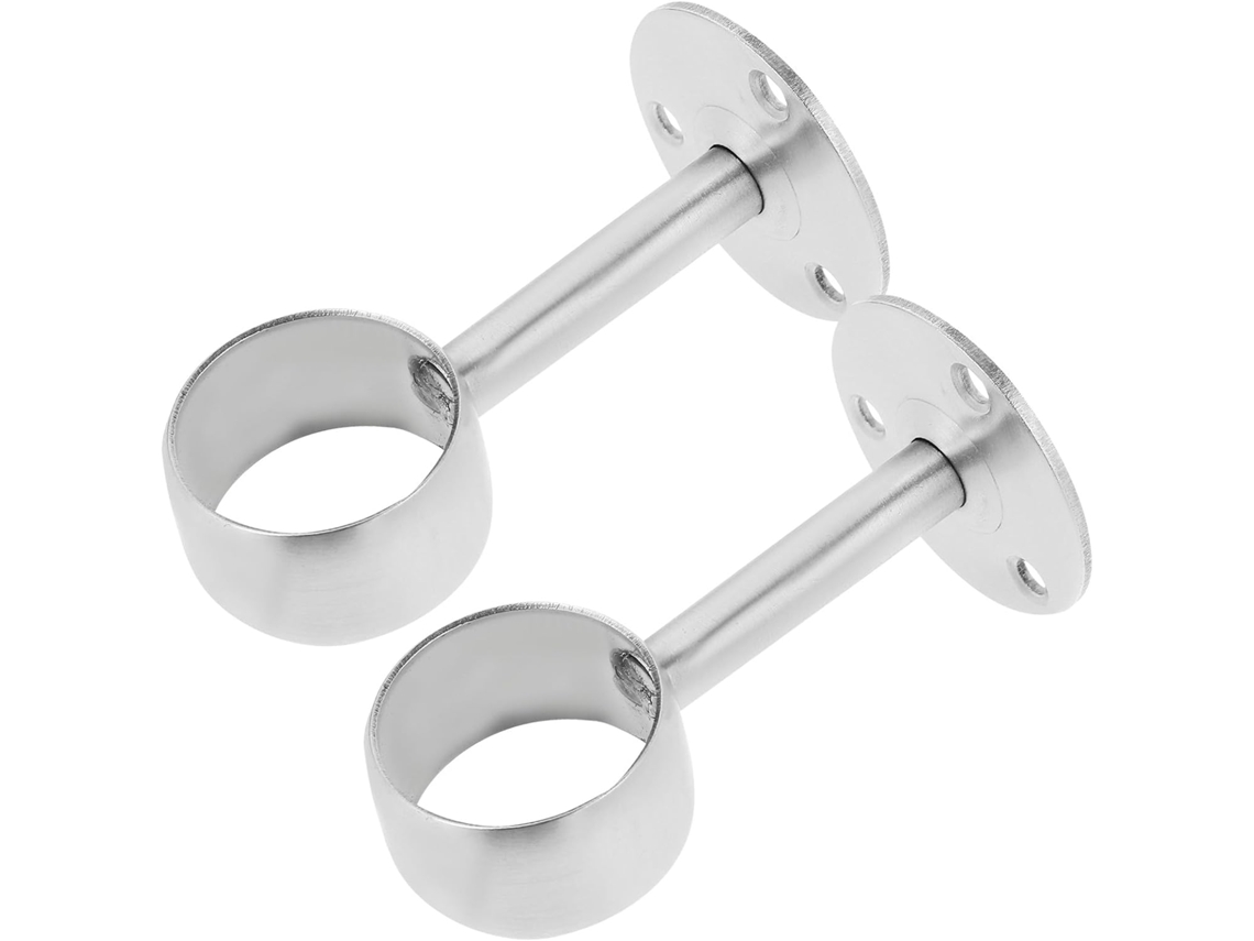 Suporte Para Varão De Armário, 2 Peças, Aço Inoxidável, Com Flange Prateada