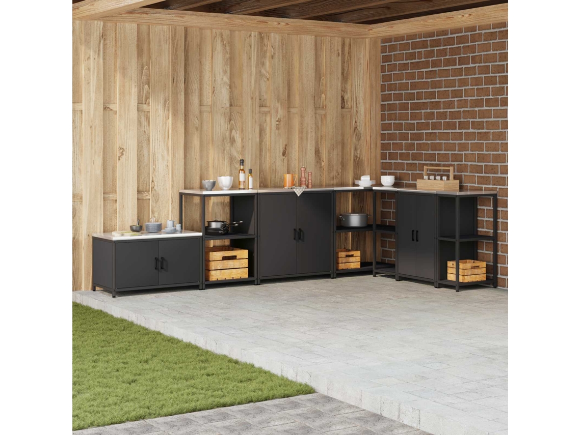 Vidaxl Armazenamento De Cozinha Hattem Preto 60 X 50 X 92 Cm Aço