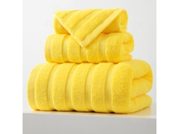 Conjunto De 3 Toalhas Em Puro Algodão Super Absorventes, De Secagem Rápida, Ideais Para Casas De Banho, Spas E Hotéis. Amarelo Hexinyigjly