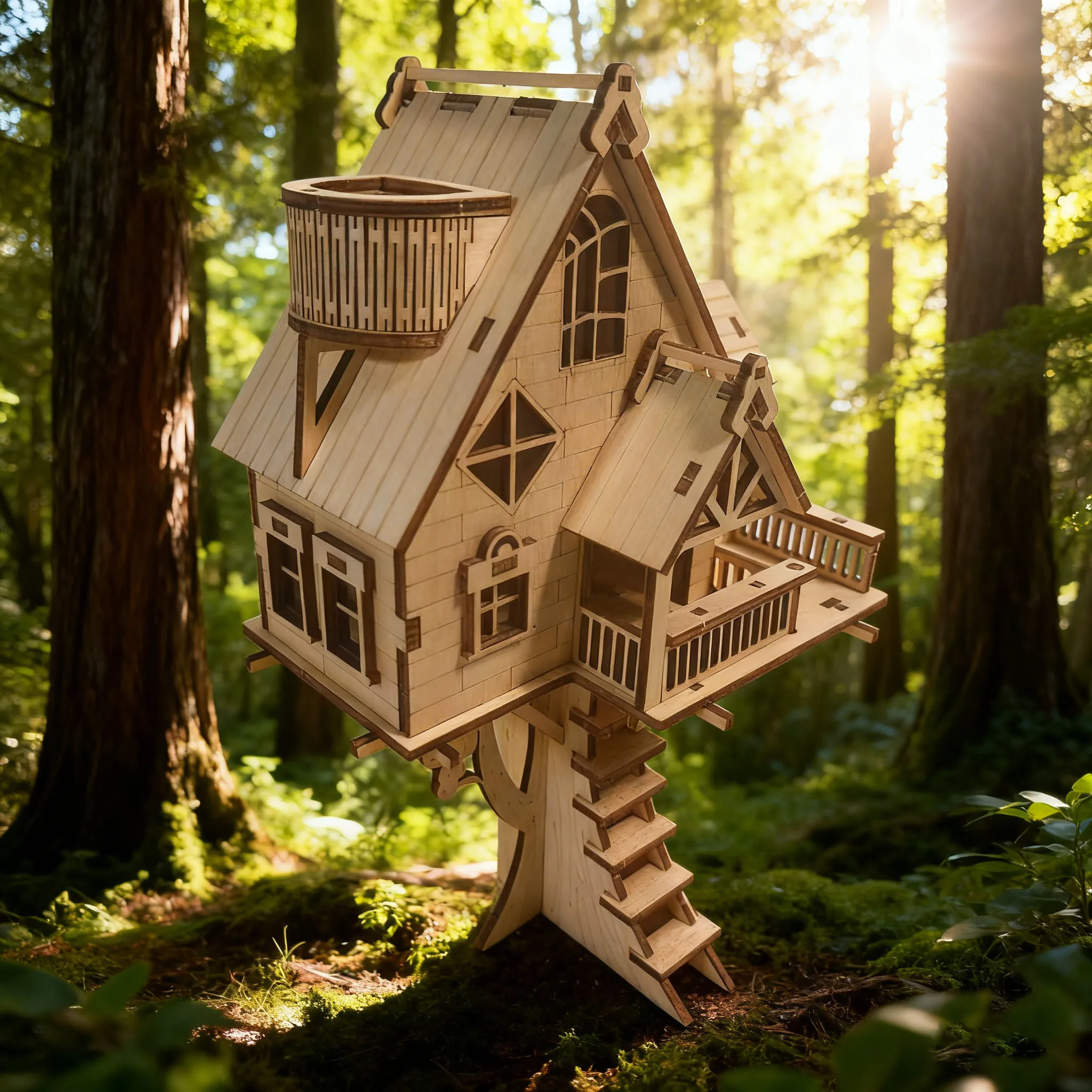 Kit para Montar Casa na Árvore de Madeira, Blocos de Construção de Madeira MDUG
