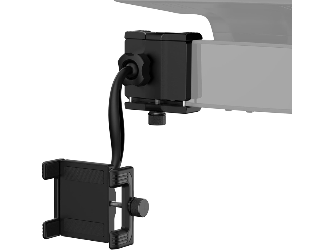 Suporte portátil para celular sem espelho retrovisor, com clipe e base.