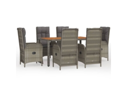 Garden Dining Set, Garden Dining Sets Vidaxl Cinzeto Rattan / Vime (mesa Com 150 Cm De Comprimento)