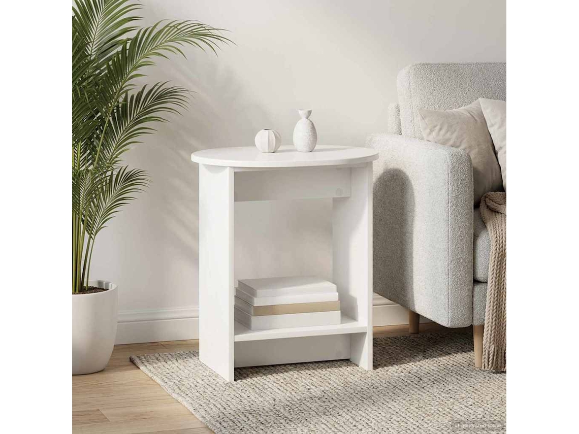 Vidaxl Mesa Lateral Branco Brilhante 50 X 39,5 X 55 Cm