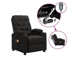 Vidaxl Poltrona De Massagens Elétrica Tecido Preto