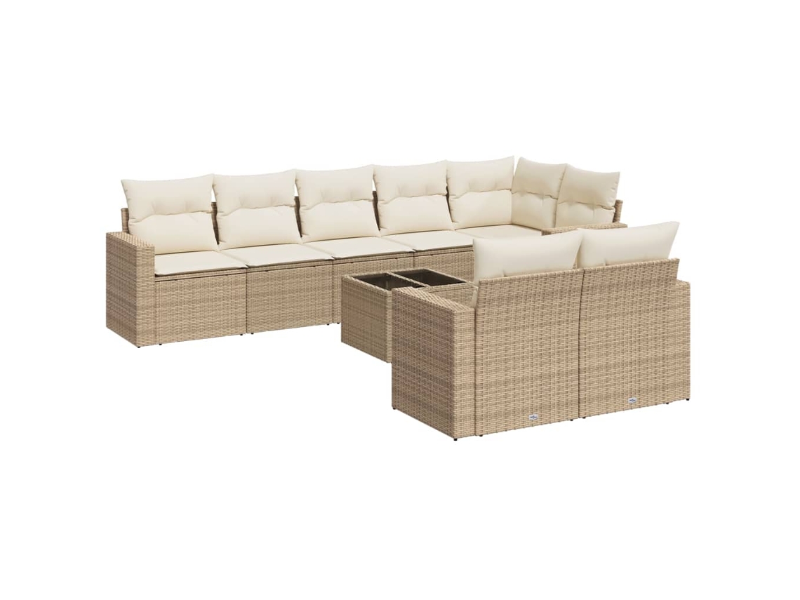 Maison Exclusive - 9 Pcs Conjunto De Sofás P/ Jardim Com Almofadões Vime Pe Bege