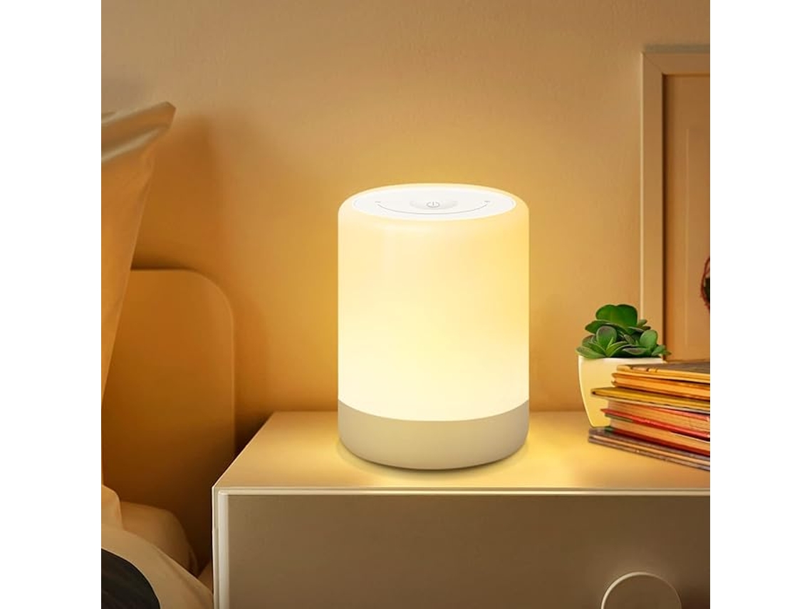 Abajur De Cabeceira Led Com Intensidade Ajustável Por Toque, Modo Quente E Rgb, Recarregável Via Usb, Ideal Para Presentear Crianças E Adultos