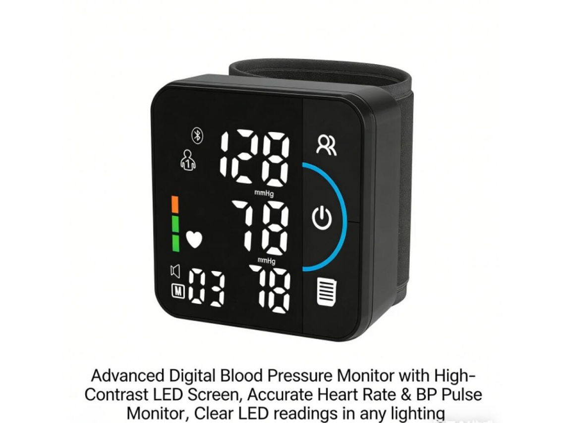 Monitor De Pressão Arterial Digital Avançado Com Visor Led De Alto Contraste, Monitor De Pulso E Pressão Arterial Preciso