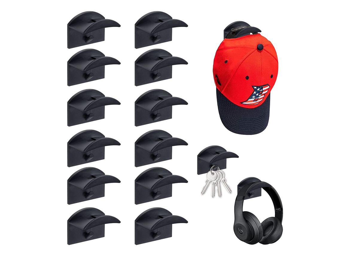 Suporte De Parede Para 12 Bonés Organizador De Baseball Com Ganchos Adesivos,lavável,ideal Para Quarto,casa E Armário Btforus