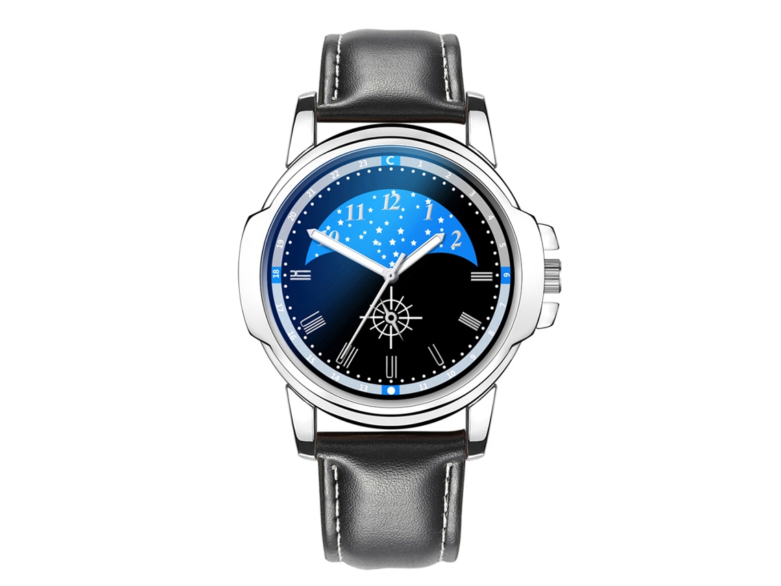 Reloj Clásico Empresarial De Cuarzo Con Correa De Cuero Para Hombre (correa Oscura Dial Negro)