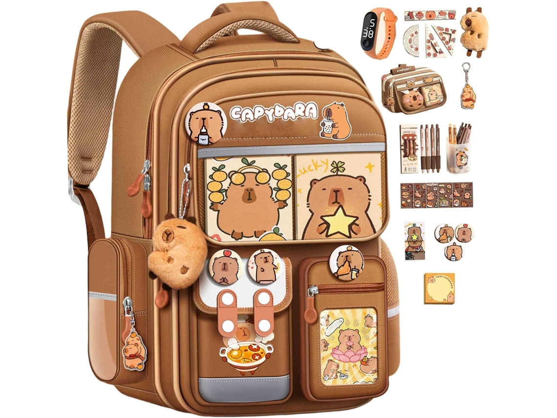 Mochila Kawaii De Grande Capacidade Com Vários Bolsos, Prova D'água, Ideal Para Crianças, Meninas