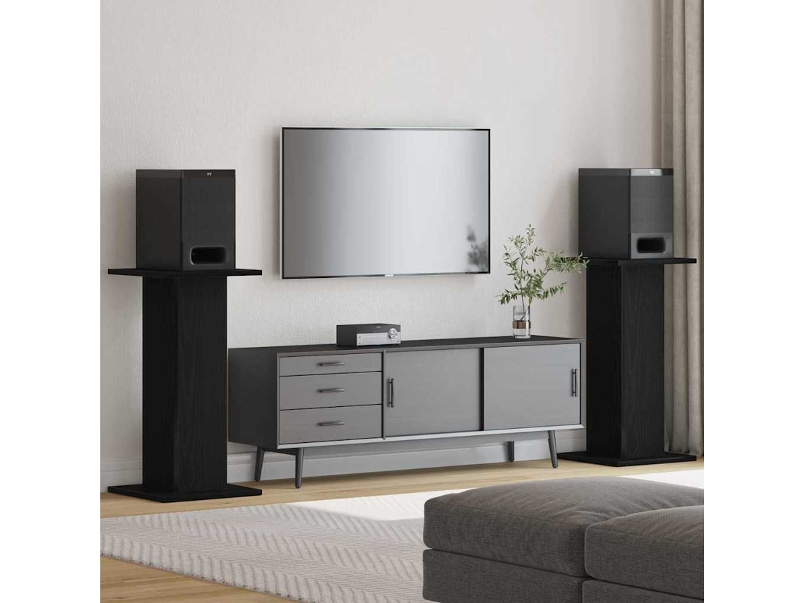 Vidaxl Suportes Para Caixas De Som 2 Pcs Carvalho Preto