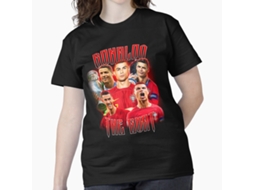 T-shirt Rockinstone Cristiano Ronaldo Vintage Style Tee, Bootleg Unisex For Football Fans-(l)