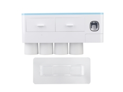 Dispenser de Creme Dental Parede com 4 Copo Azul