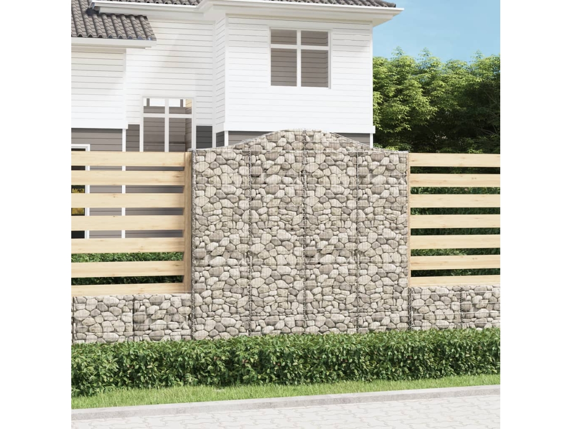 Vidaxl Cesto Gabião Arqueado 200x30x200/220 Cm Ferro Galvanizado